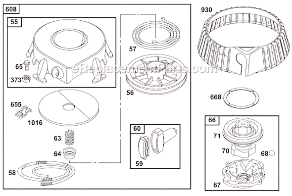 Page G Diagram and Parts List for 19C400SERIES  Briggs and Stratton Engine